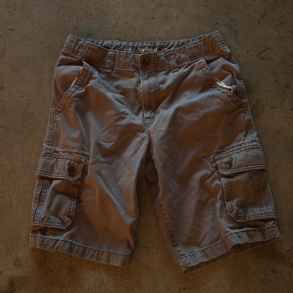 Urban Pipeline Boys Cargo Shorts Size 18 Gray Cotton Flat Front Youth Casual